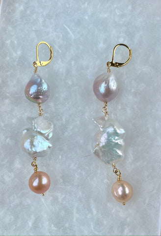 Pastel Skies - Baroque Pearl Earrings