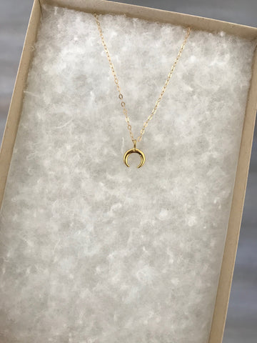 Micro Gold Crescent Necklace