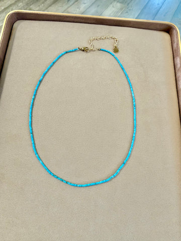 Tiny Turquoise Heishi Beaded Necklace