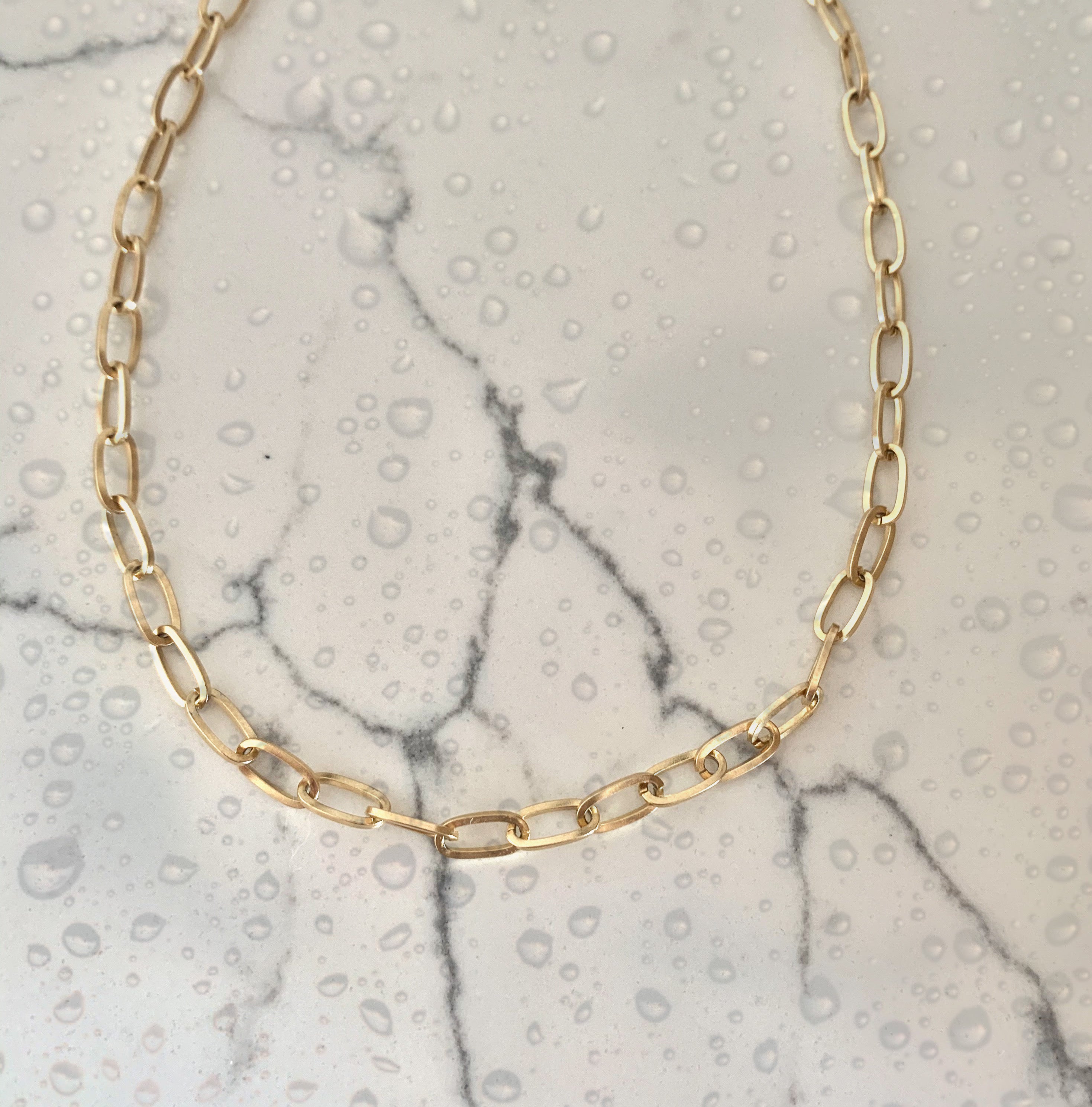 Waterproof 14K Gold Coated Extended Paperclip Necklace