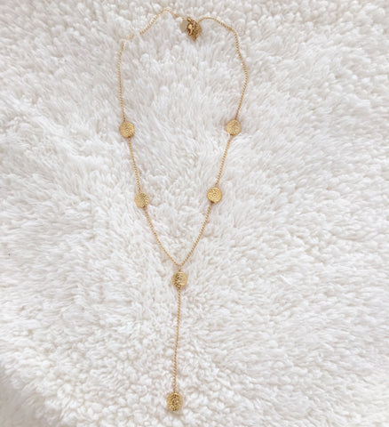 Dainty Flower Dial Lariat Necklace