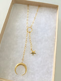 The Crescent Moon and Stars Lariat Necklace