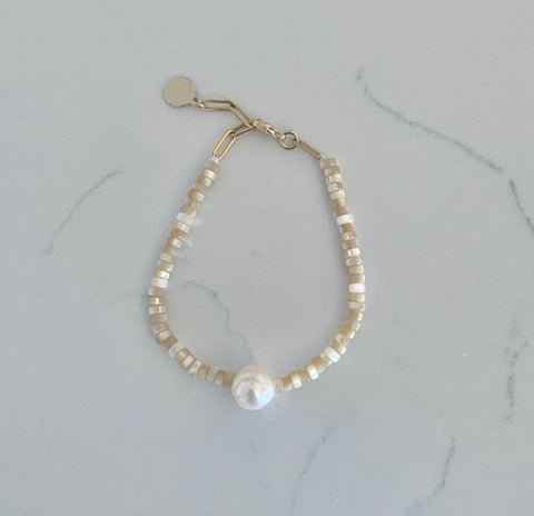 Pearl Glow Heishi Beaded Bracelet