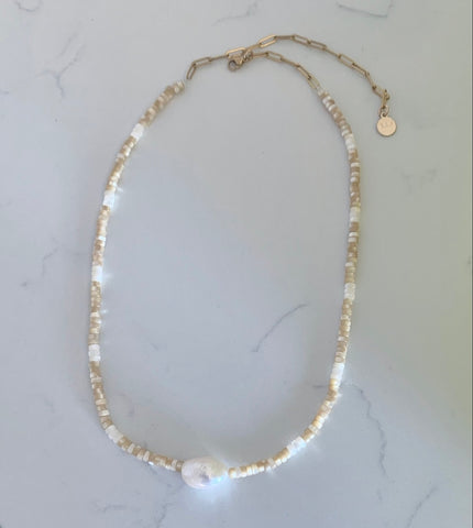 Pearl Glow Heishi Beaded Necklace