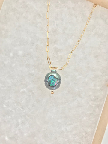 O'Pearl  - Tahitian Pearl and Opal Necklace