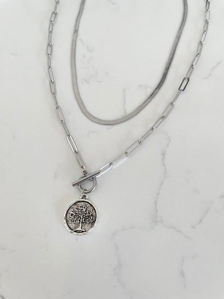 SILVER Riggings Tree of Life Coin Necklace