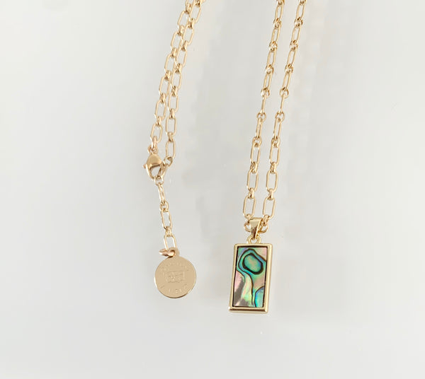 Mini Rectangle Abalone Necklace