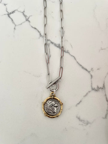 SILVER/Gold Riggings Coin Necklace