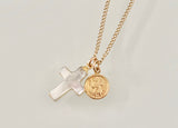 Shell Cross and St. Christopher Necklace
