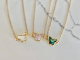 Micro Butterfly Necklace - Abalone, White or Pink Shell