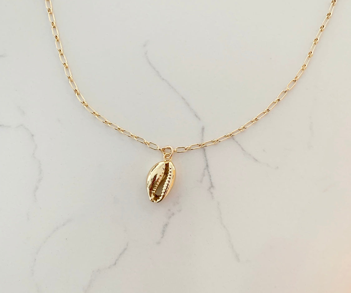 Gold Cowrie Shell Necklace – Long Lost Jewelry - Main Image