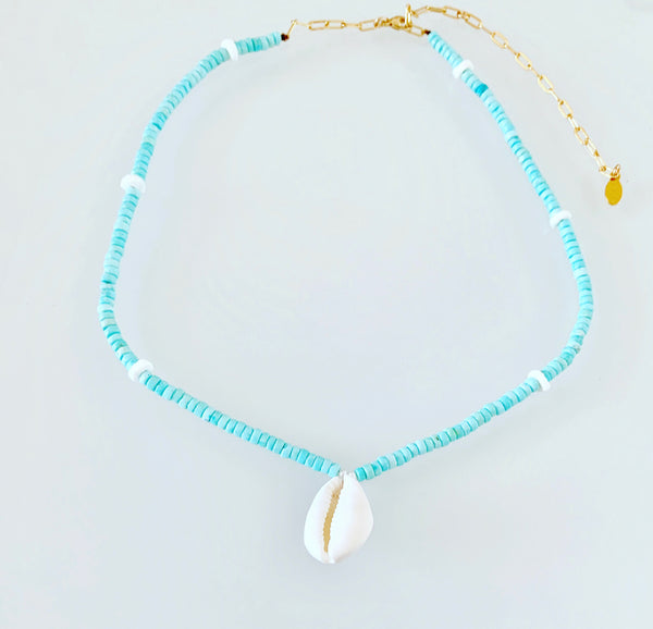 Turquoise Waters Cowrie Shell Necklace