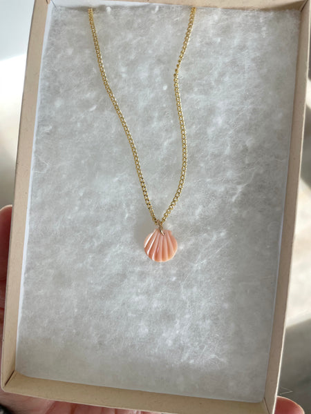 Micro Mother of Pearl Sunrise Shell Necklace - Water Resistant