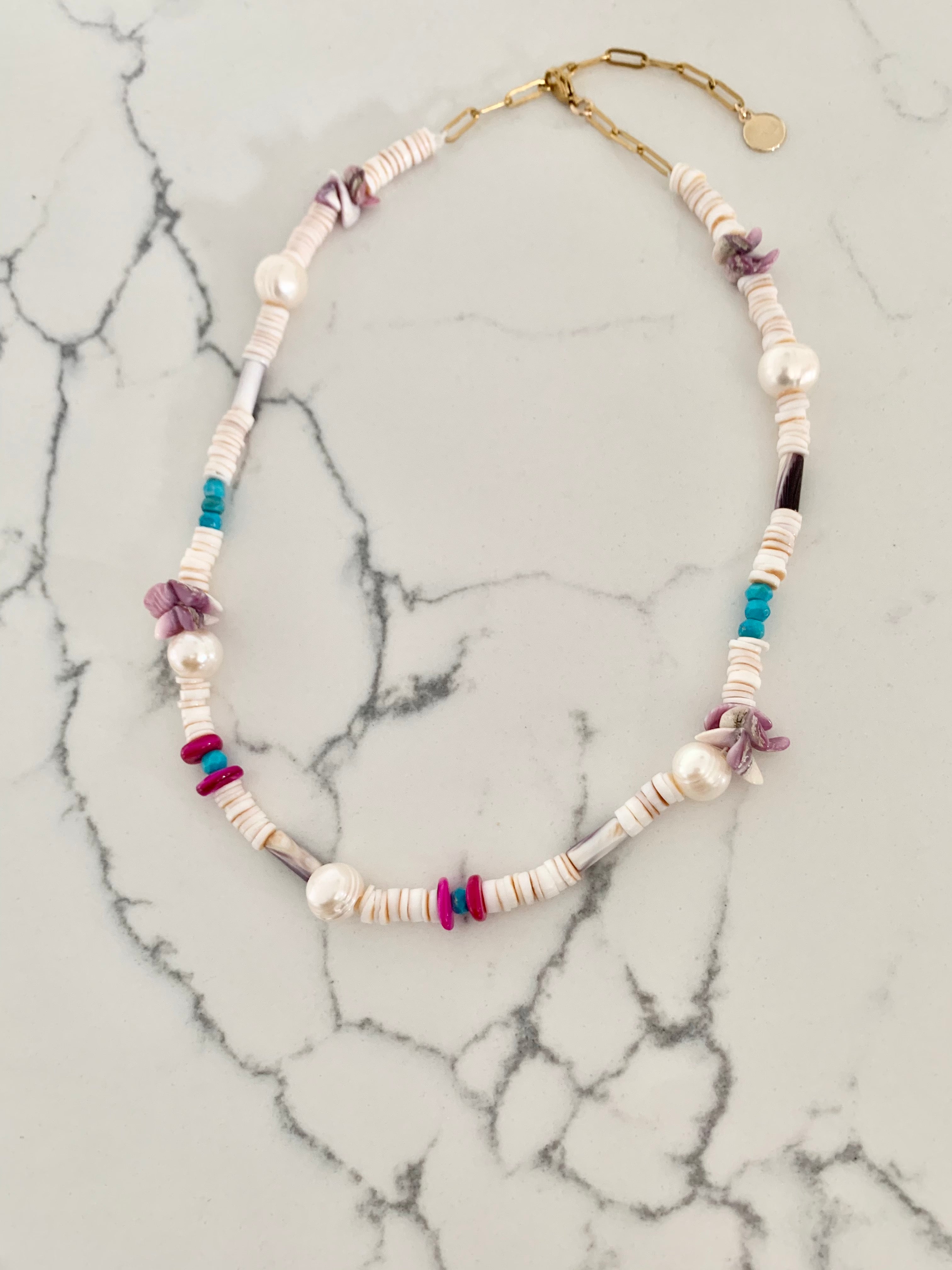 thumbnail image 2 of BlueRica Shark Tooth Necklace - Genuine Fossil Tooth With White & Blue Clam Shell Beads 2 of 12
