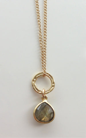 Mini Ring - Labradorite Drop Necklace