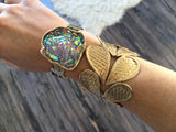 Vintage Woven Leaf Thai Silver Cuff - gold plated
